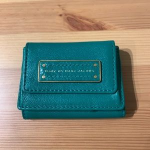 Marc Jacobs soft green leather Trifold Wallet